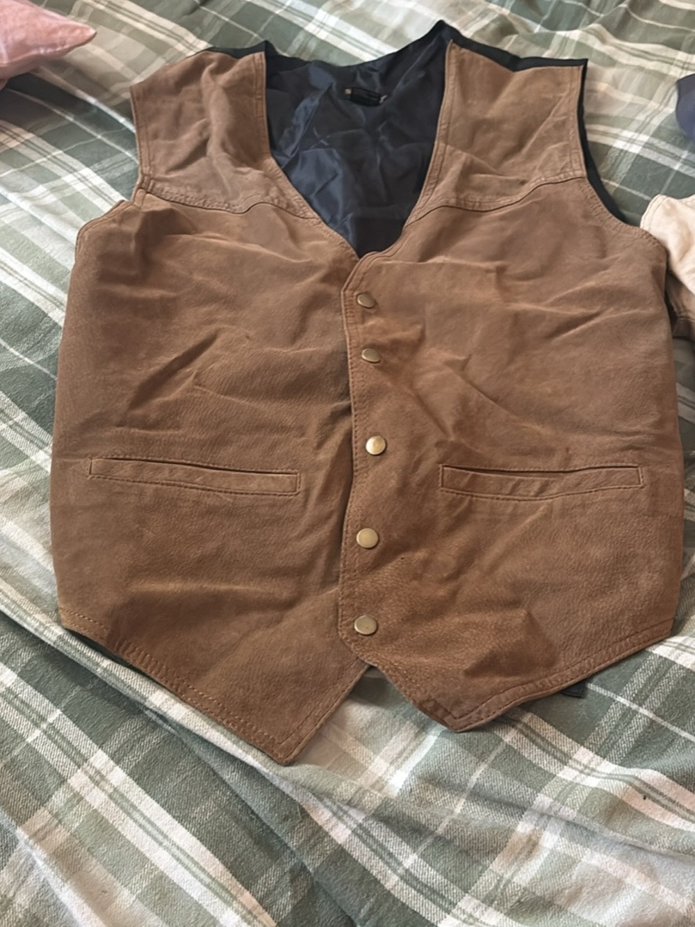 Men's Brown Suede Vest - Classic Button Front